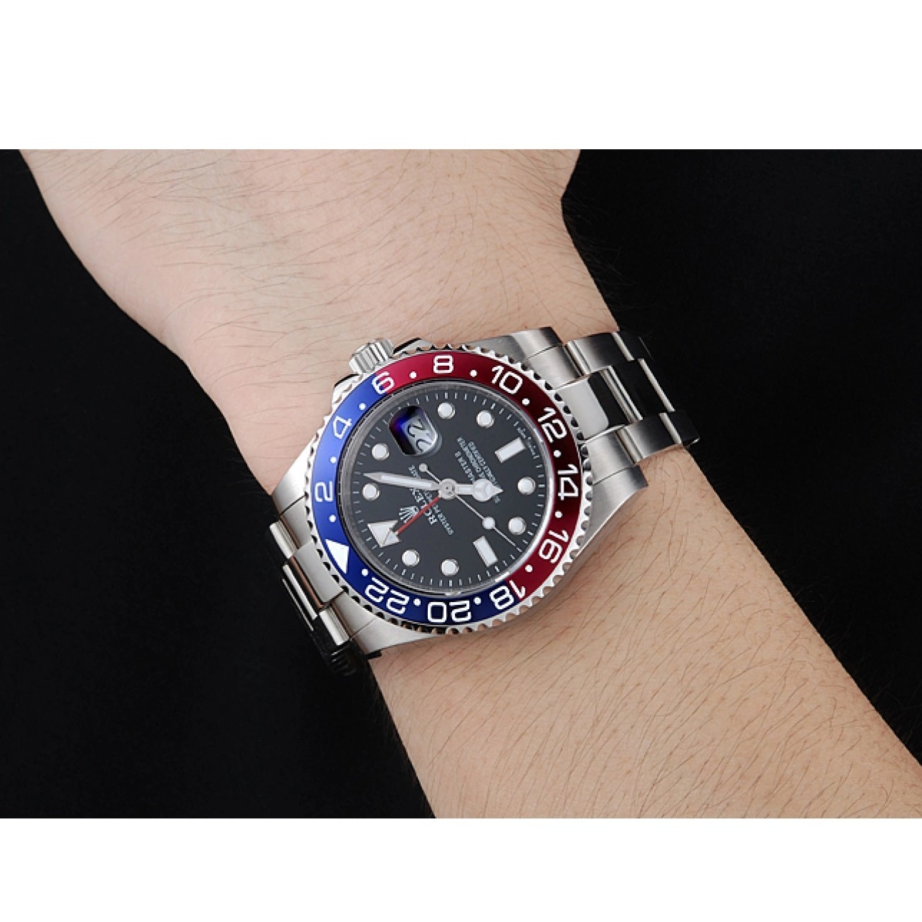 Good copy rolex watches Rolex Dial II Master GMT Blue Bezel Rose Black Watch Red 0728